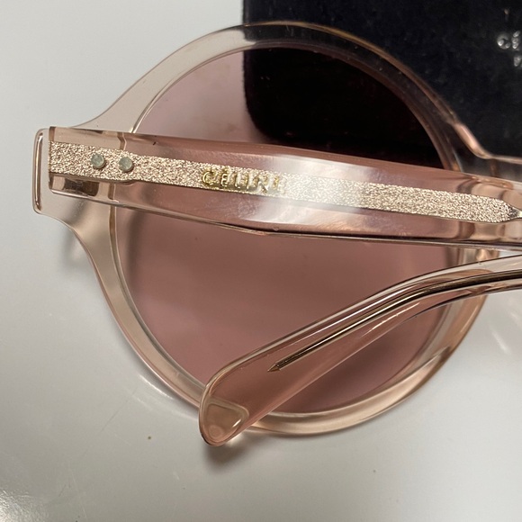 Celine Made in Italy Oversized Round Pink On Pink Sunglasses Gold Logo Inset - Picture 4 of 16